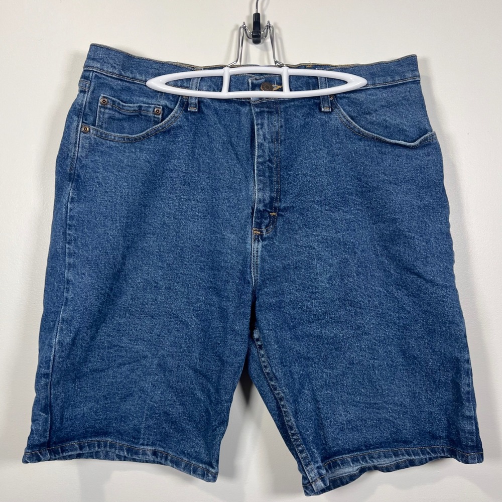 Wrangler Mens Relaxed Fit Denim Jean Shorts Blue Western Workwear Size 36